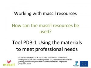 Working with mascil resources How can the mascil