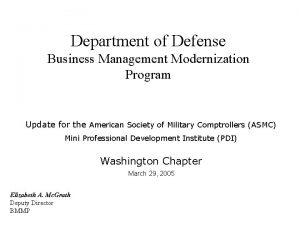Department of Defense Business Management Modernization Program Update