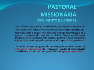 PASTORAL MISSIONRIA DOCUMENTO DA CNBB 93 300 A