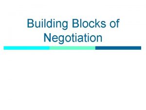 Building Blocks of Negotiation What Is Negotiation p