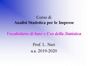 Corso di Analisi Statistica per le Imprese Vocabolario