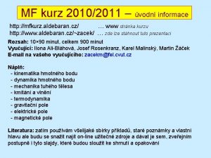 MF kurz 20102011 vodn informace http mfkurz aldebaran