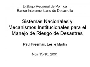 Dilogo Regional de Poltica Banco Interamericano de Desarrollo