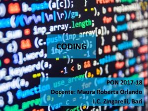 CODING PON 2017 18 Docente Maura Roberta Orlando