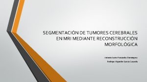 SEGMENTACIN DE TUMORES CEREBRALES EN MRI MEDIANTE RECONSTRUCCIN