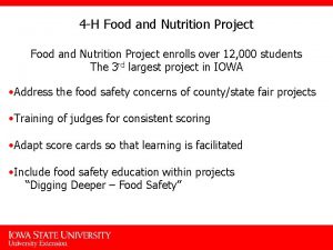 4 H Food and Nutrition Project enrolls over