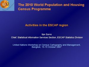 The 2010 World Population and Housing Census Programme