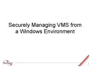 Securely Managing VMS from a Windows Environment 1