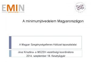 A minimumjvedelem Magyarorszgon A Magyar Szegnysgellenes Hlzat tapasztalatai