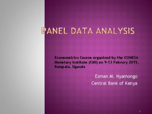 Econometrics Course organized by the COMESA Monetary Institute