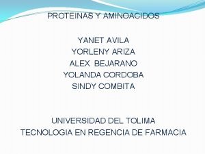 PROTEINAS Y AMINOACIDOS YANET AVILA YORLENY ARIZA ALEX