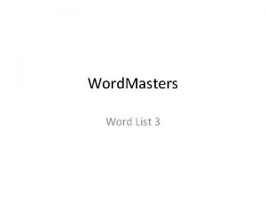 Word Masters Word List 3 Cache The squirrel
