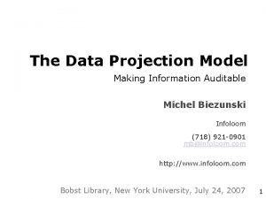 The Data Projection Model Making Information Auditable Michel