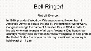 Bell Ringer Find all 10 errors In 1919