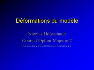 Dformations du modle Nicolas Holzschuch Cours dOption Majeure