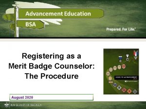 Registering as a Merit Badge Counselor The Procedure