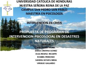 UNIVERSIDAD CATOLICA DE HONDURAS NUESTRA SEORA REINA DE