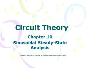 Circuit Theory Chapter 10 Sinusoidal SteadyState Analysis Copyright