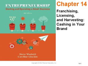 Chapter 14 Franchising Licensing and Harvesting Cashing in