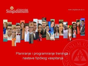 www singidunum ac rs Planiranje i programiranje treninga