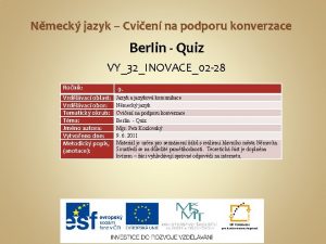 Nmeck jazyk Cvien na podporu konverzace Berlin Quiz