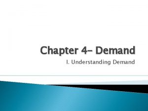 Chapter 4 Demand I Understanding Demand What is
