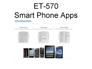 ET570 Smart Phone Apps SOME WELLKNOWN MOBILE APPS