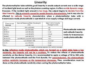 Linearity The photomultiplier tube exhibits good linearity in