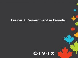 Lesson 3 Government in Canada Government in Canada