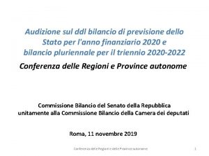 Audizione sul ddl bilancio di previsione dello Stato