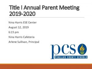 Title I Annual Parent Meeting 2019 2020 Nina