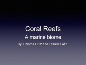 Coral Reefs A marine biome By Paloma Cruz