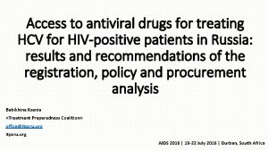 Access to antiviral drugs for treating HCV for