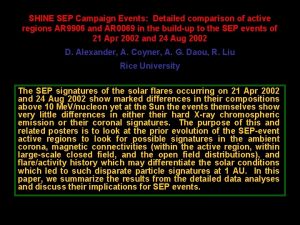 SHINE SEP Campaign Events Detailed comparison of active