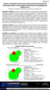 Anlise comparativa entre teste eletroquimioluminescente de anticorpos totais