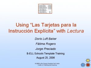 Using Las Tarjetas para la Instruccin Explcita with