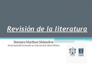 Revisin de la literatura Berenice Martnez Melendres Doctorante