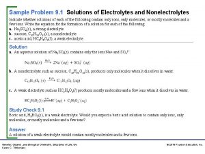 Sample Problem 9 1 Solutions of Electrolytes and