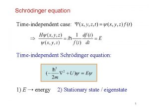 Schrdinger equation Timeindependent case Timeindependent Schrdinger equation 1
