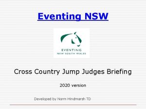 Eventing NSW Cross Country Jump Judges Briefing 2020