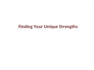 Finding Your Unique Strengths Contents Introduction on Unique