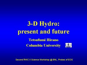 3 D Hydro present and future Tetsufumi Hirano