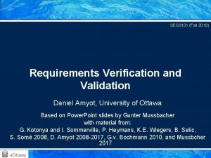 SEG 3101 Fall 2018 Requirements Verification and Validation