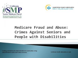 Medicare Fraud and Abuse Crimes Against Seniors and