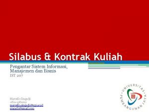 Silabus Kontrak Kuliah Pengantar Sistem Informasi Manajemen dan