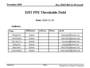 November 2020 doc IEEE 802 11 20xxxxr 0