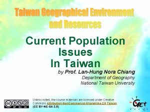 Current Population Issues In Taiwan by Prof LanHung