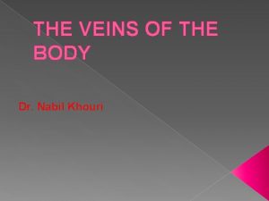 THE VEINS OF THE BODY Dr Nabil Khouri