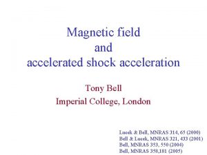 Magnetic field and accelerated shock acceleration Tony Bell