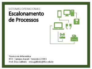 SISTEMAS OPERACIONAIS Escalonamento de Processos Tcnico em Informtica